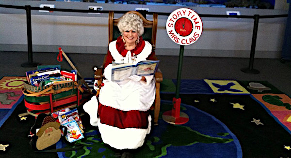 Mrs. Claus reading book during storytime